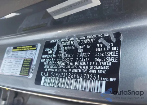 2015 Hyundai Santa Fe Sport 2.4L z USA, uszkodzony, nr VIN 5XYZU3LB6FG270251